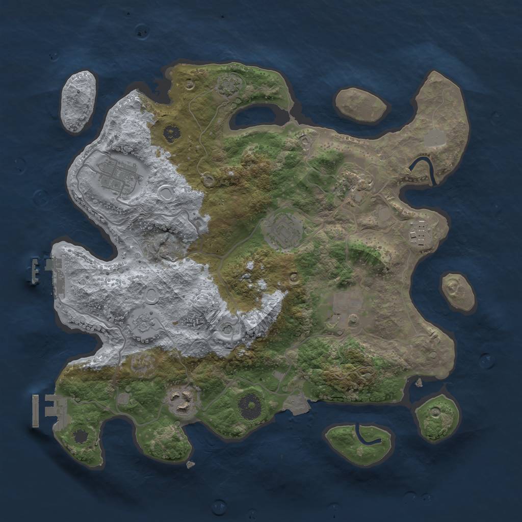Rust Map: Procedural Map, Size: 3200, Seed: 2144766072, 14 Monuments