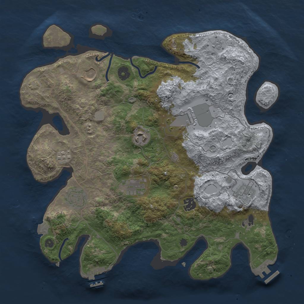 Rust Map: Procedural Map, Size: 3500, Seed: 1553094733, 16 Monuments