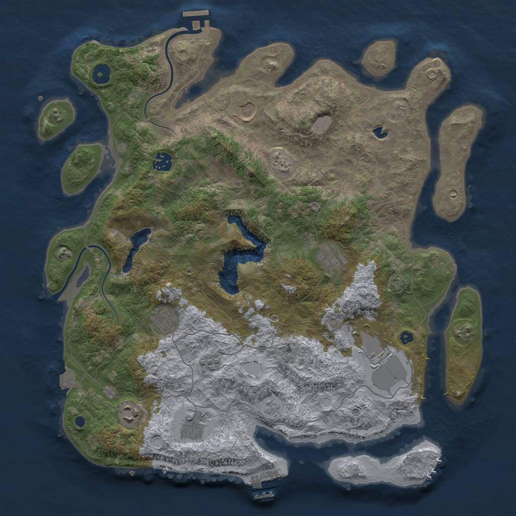 Rust Map: Procedural Map, Size: 4000, Seed: 1361986169, 13 Monuments