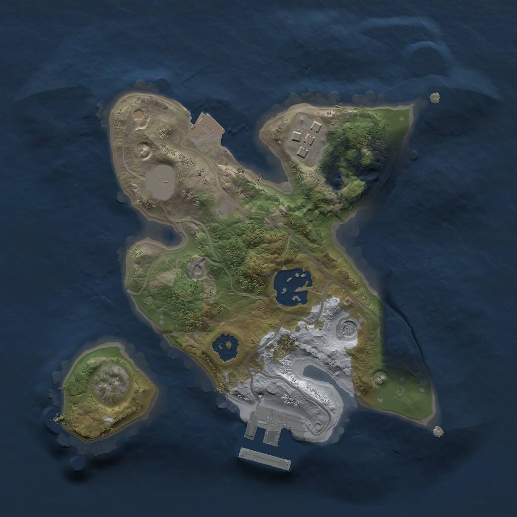 Rust Map: Procedural Map, Size: 2000, Seed: 1690771724, 5 Monuments