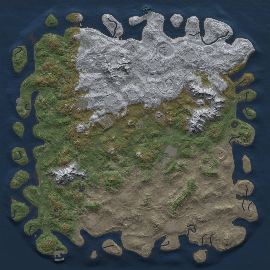 Rust Map: Procedural Map, Size: 6000, Seed: 1608442587, 19 Monuments