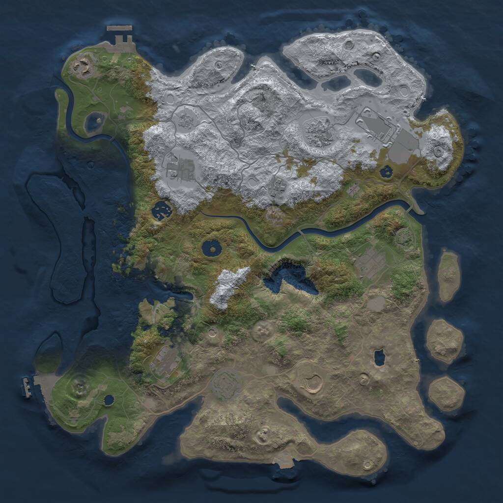 Rust Map: Procedural Map, Size: 4000, Seed: 4124, 16 Monuments