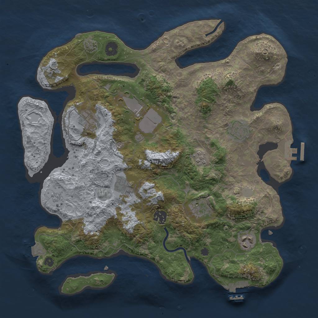 Rust Map: Procedural Map, Size: 3500, Seed: 1272777380, 16 Monuments