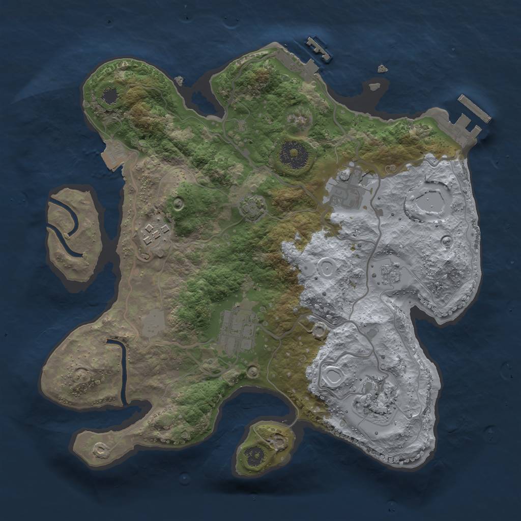 Rust Map: Procedural Map, Size: 2750, Seed: 1459566797, 11 Monuments