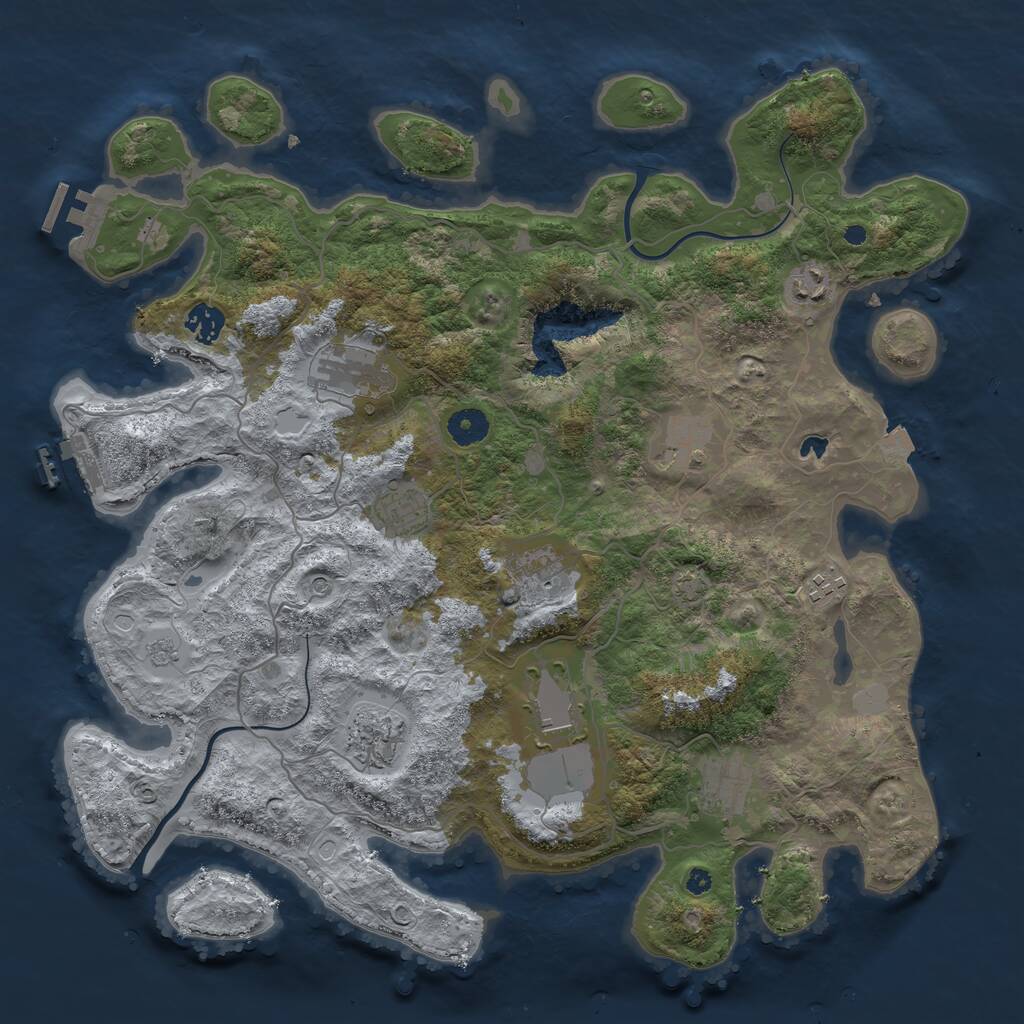 Rust Map: Procedural Map, Size: 4000, Seed: 138071600, 16 Monuments