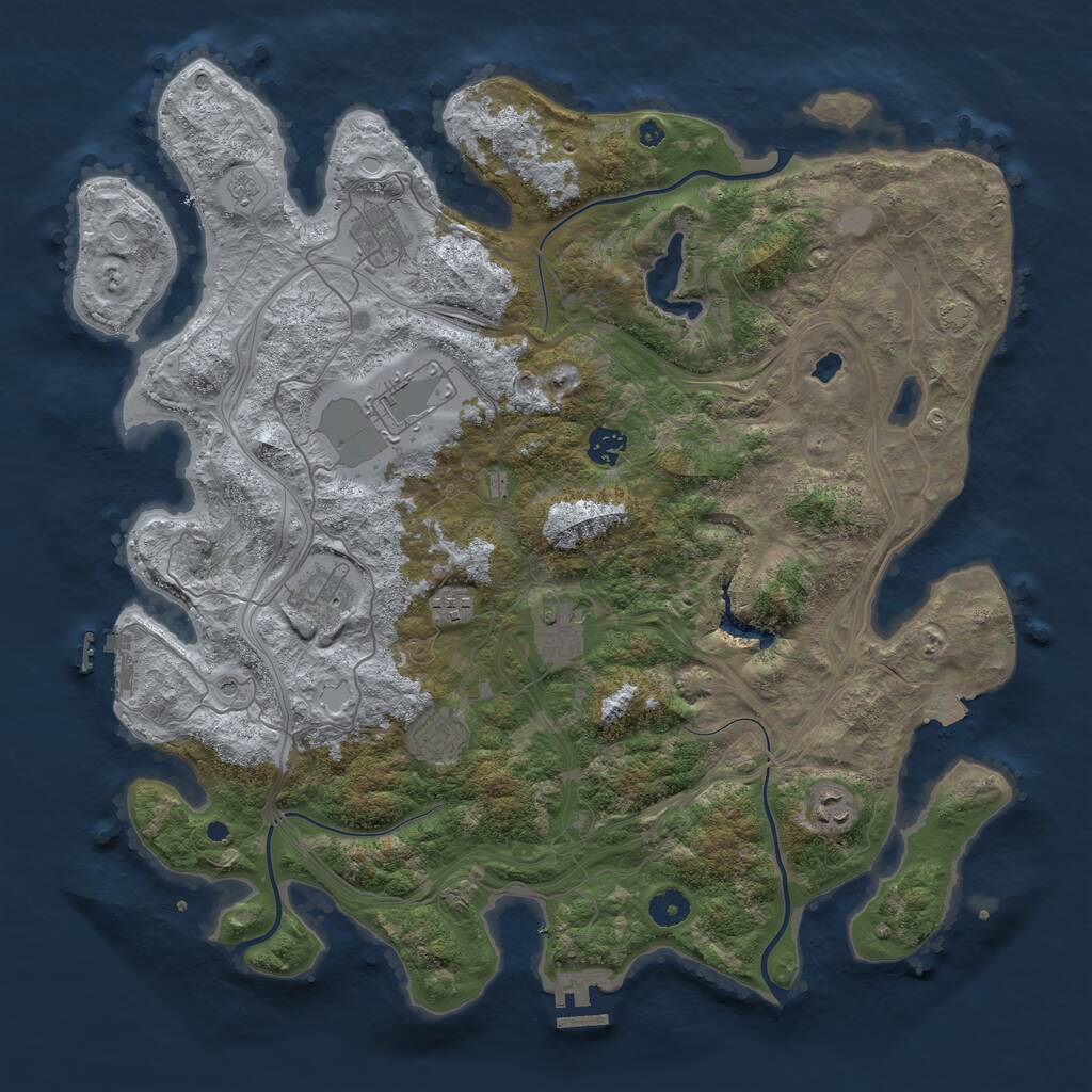 Rust Map: Procedural Map, Size: 4250, Seed: 1007384871, 14 Monuments