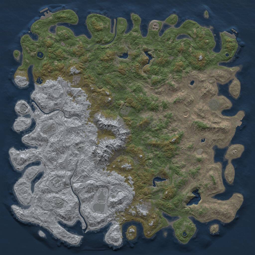 Rust Map: Procedural Map, Size: 6000, Seed: 138071600, 17 Monuments