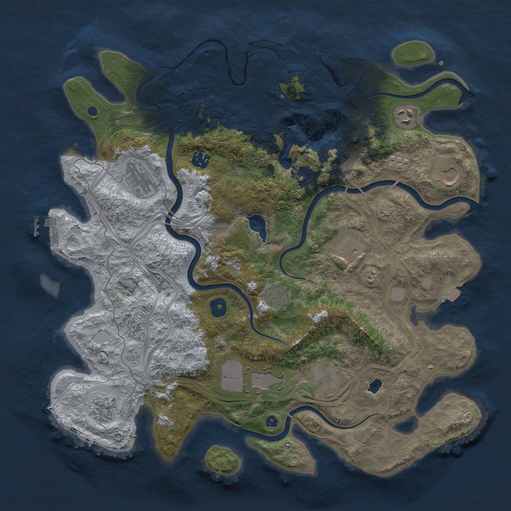 Rust Map: Procedural Map, Size: 4250, Seed: 1393786285, 16 Monuments
