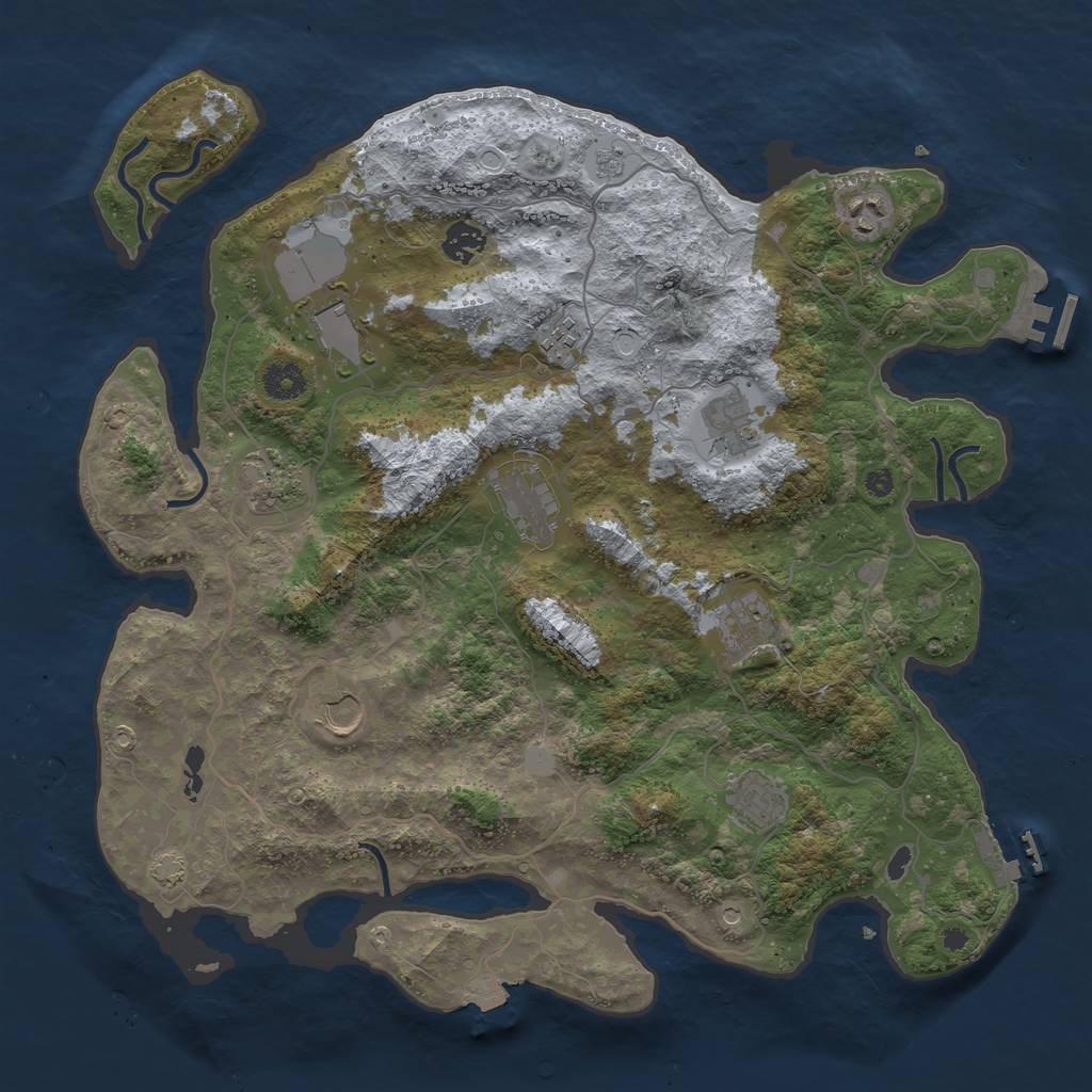 Rust Map: Procedural Map, Size: 4000, Seed: 1100034202, 18 Monuments