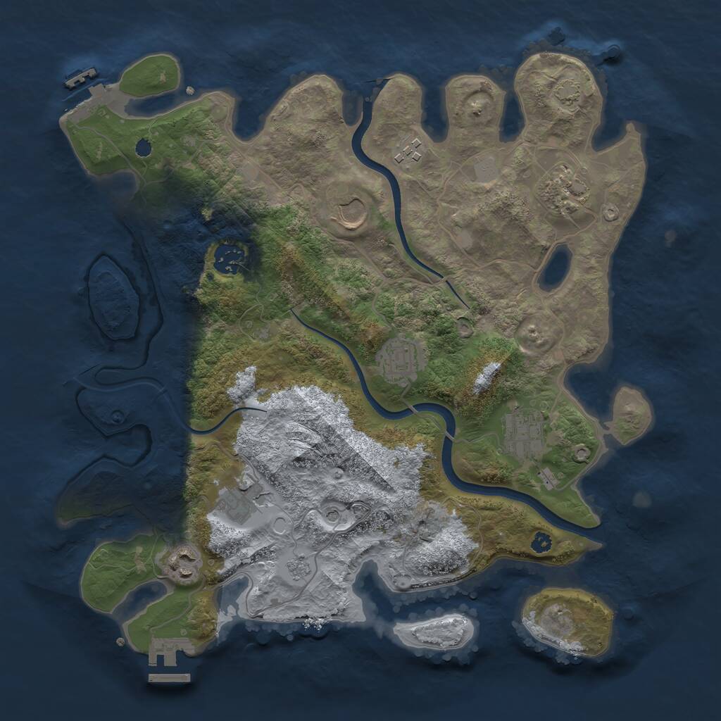 Rust Map: Procedural Map, Size: 3500, Seed: 2547458, 14 Monuments