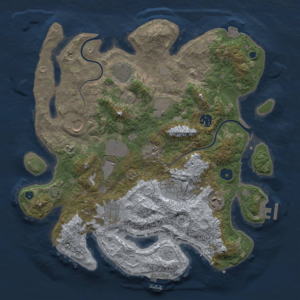 Rust Map: Procedural Map, Size: 3650, Seed: 739932162, 14 Monuments