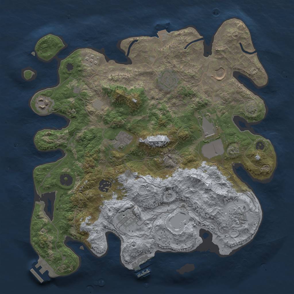 Rust Map: Procedural Map, Size: 3500, Seed: 727428855, 17 Monuments