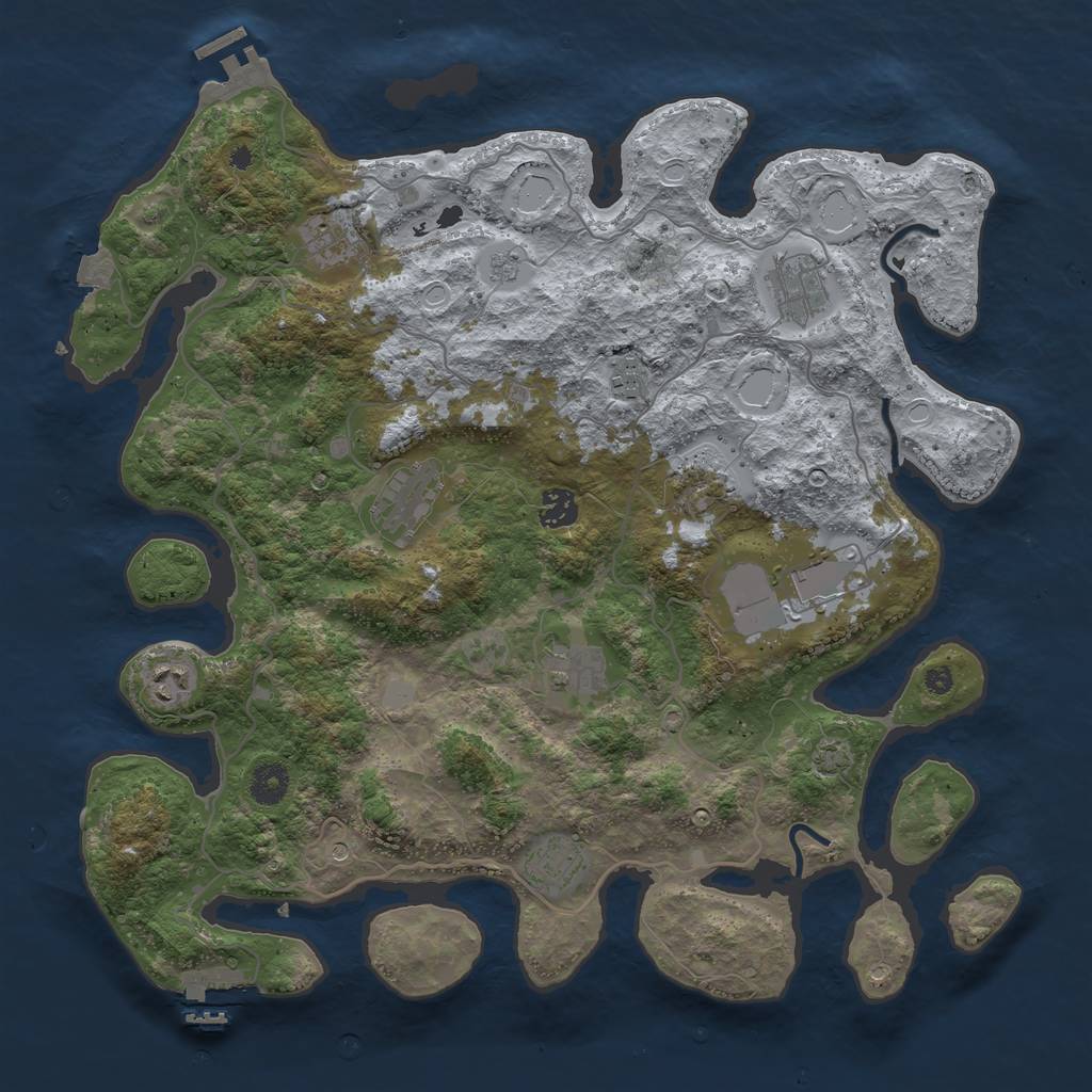 Rust Map: Procedural Map, Size: 4000, Seed: 601650782, 18 Monuments