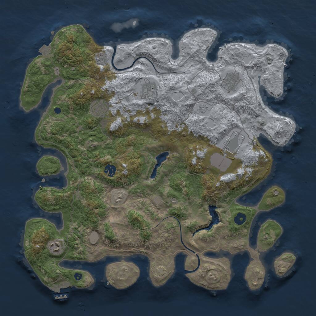 Rust Map: Procedural Map, Size: 4000, Seed: 601650782, 12 Monuments