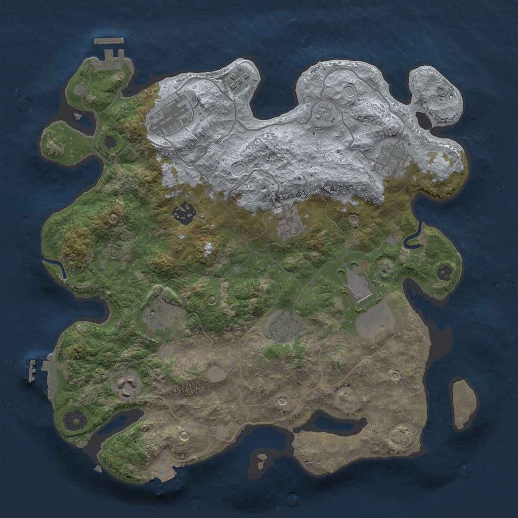 Rust Map: Procedural Map, Size: 3500, Seed: 6309464, 17 Monuments