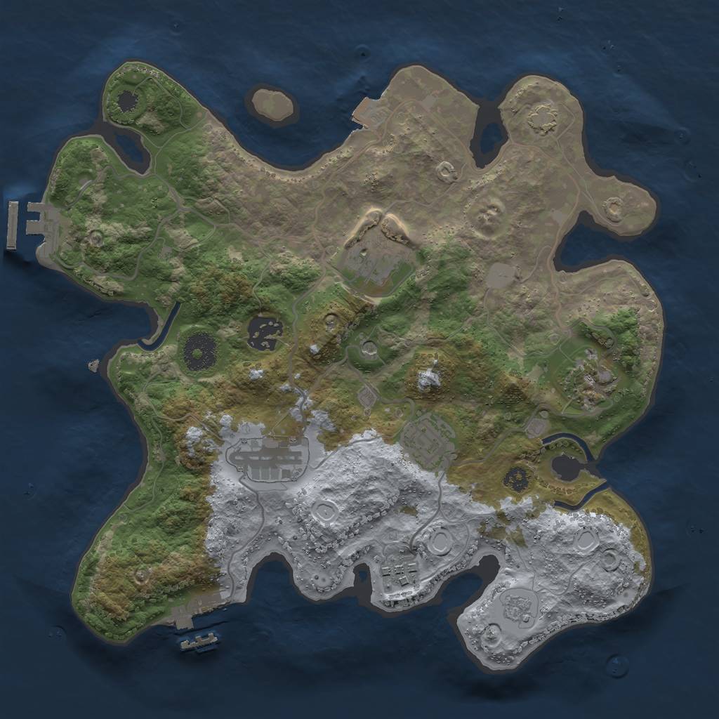 Rust Map: Procedural Map, Size: 3000, Seed: 829075379, 14 Monuments