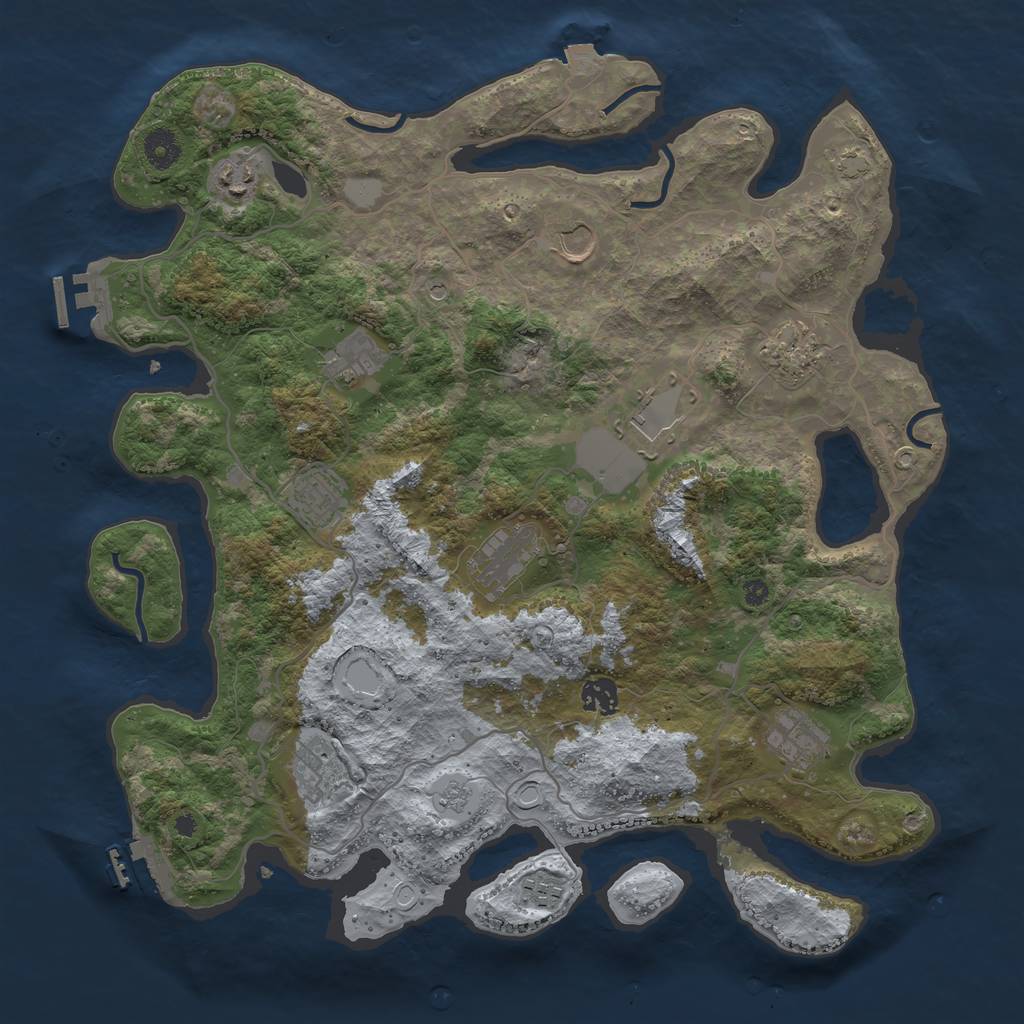 Rust Map: Procedural Map, Size: 4000, Seed: 74324, 19 Monuments