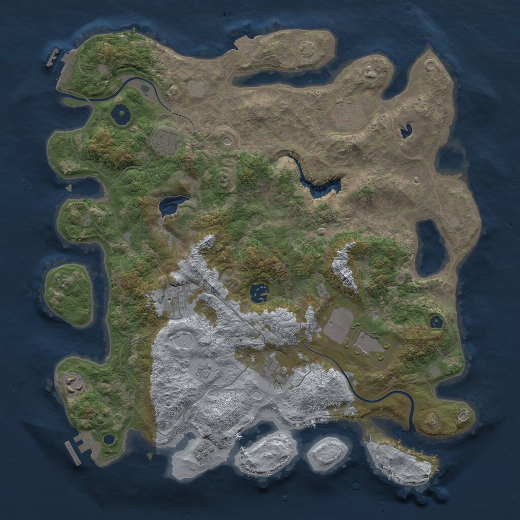 Rust Map: Procedural Map, Size: 4000, Seed: 74324, 14 Monuments