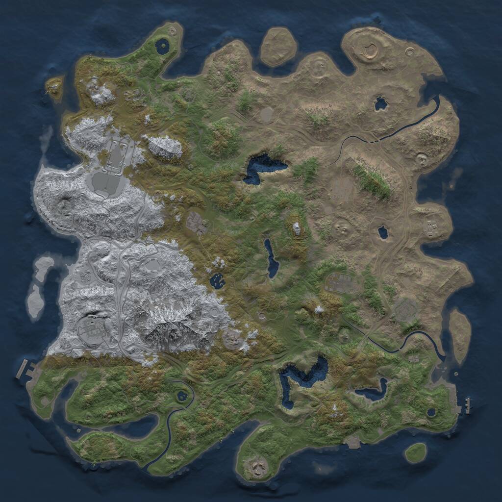 Rust Map: Procedural Map, Size: 5000, Seed: 1995415649, 17 Monuments