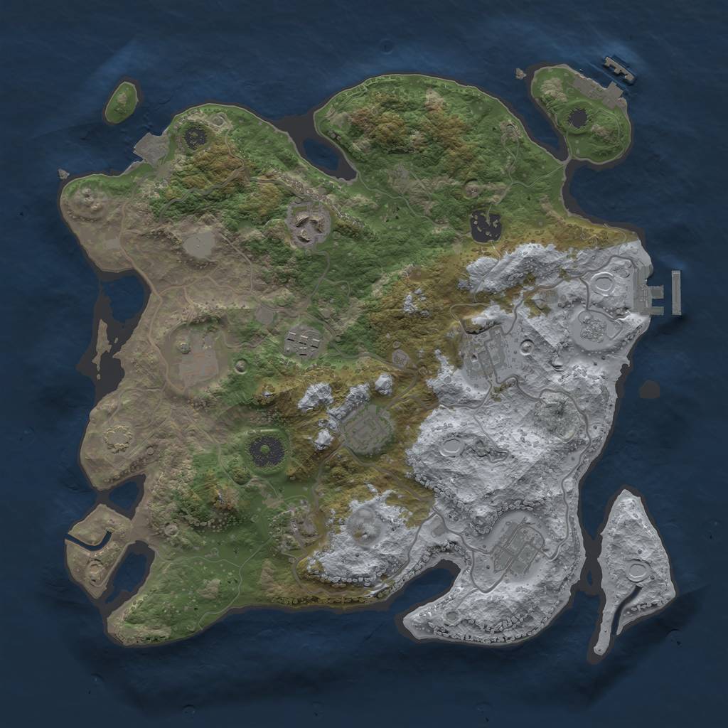 Rust Map: Procedural Map, Size: 3300, Seed: 9894627, 15 Monuments