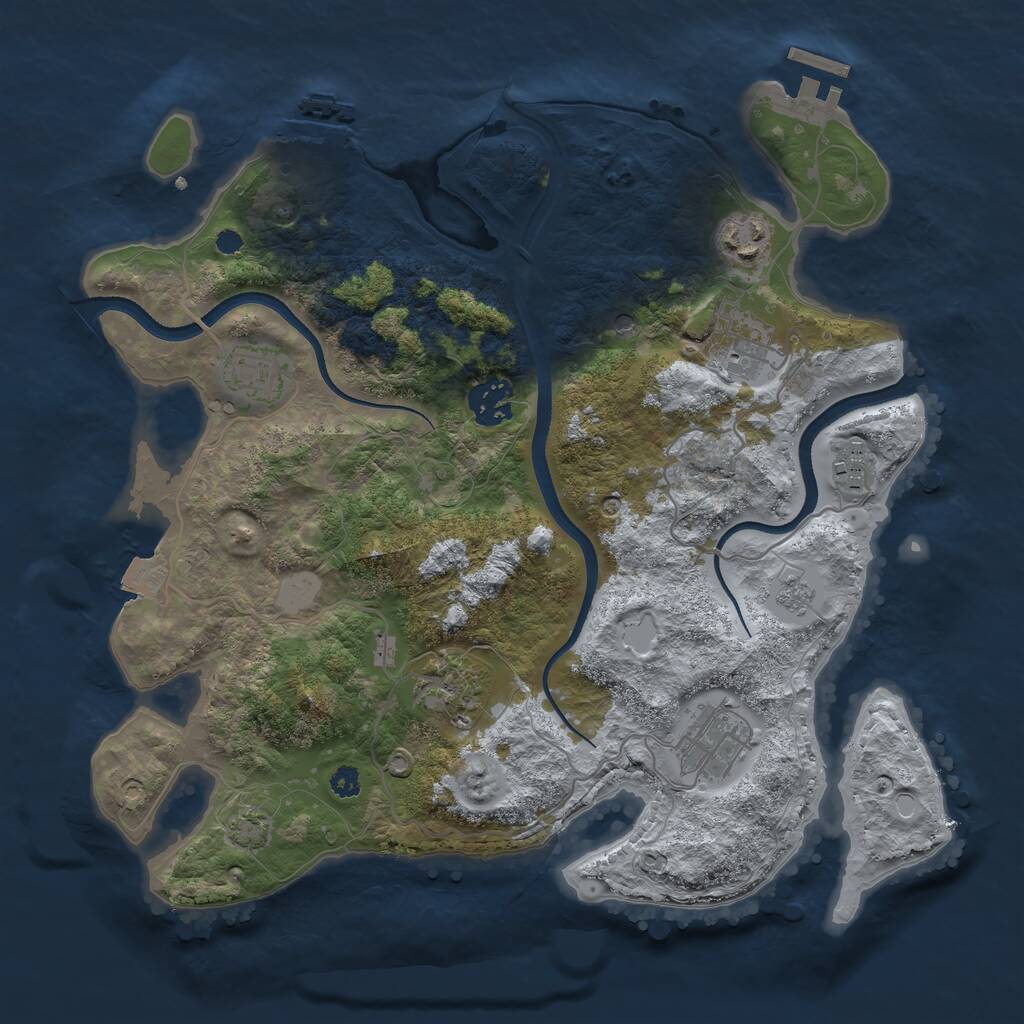 Rust Map: Procedural Map, Size: 3300, Seed: 9894627, 13 Monuments