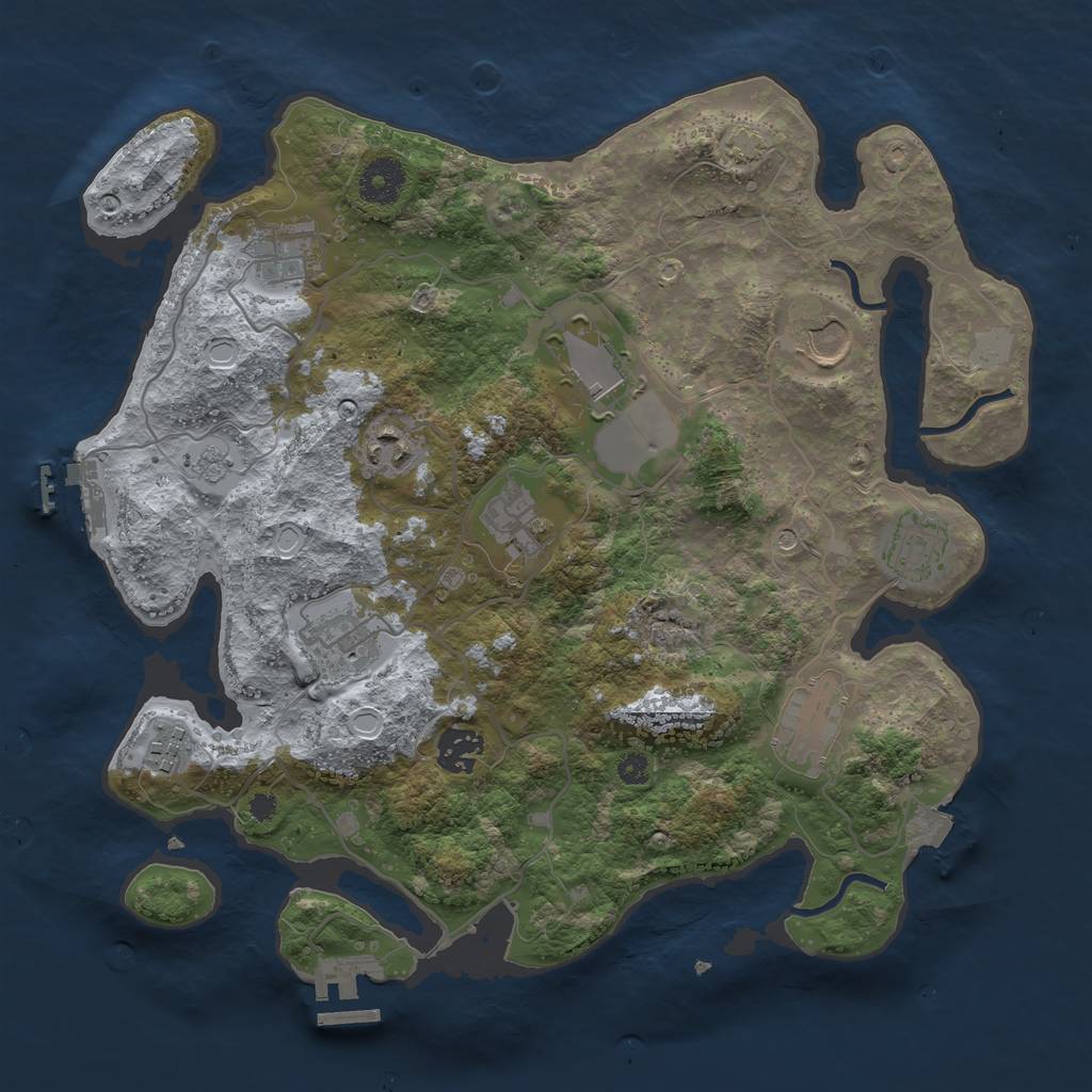 Rust Map: Procedural Map, Size: 3500, Seed: 874140342, 18 Monuments