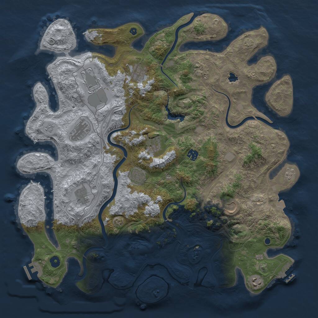 Rust Map: Procedural Map, Size: 4400, Seed: 85147213, 17 Monuments