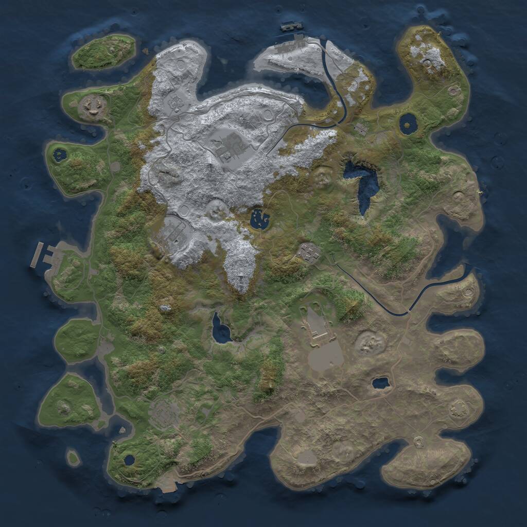 Rust Map: Procedural Map, Size: 4000, Seed: 8261, 12 Monuments