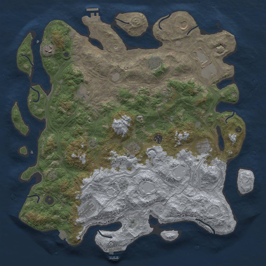 Rust Map: Procedural Map, Size: 4500, Seed: 2097513204, 19 Monuments