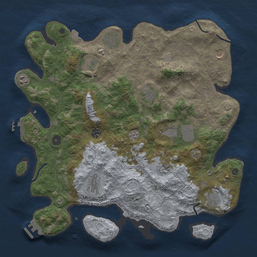 Rust Map: Procedural Map, Size: 4000, Seed: 744551309, 19 Monuments