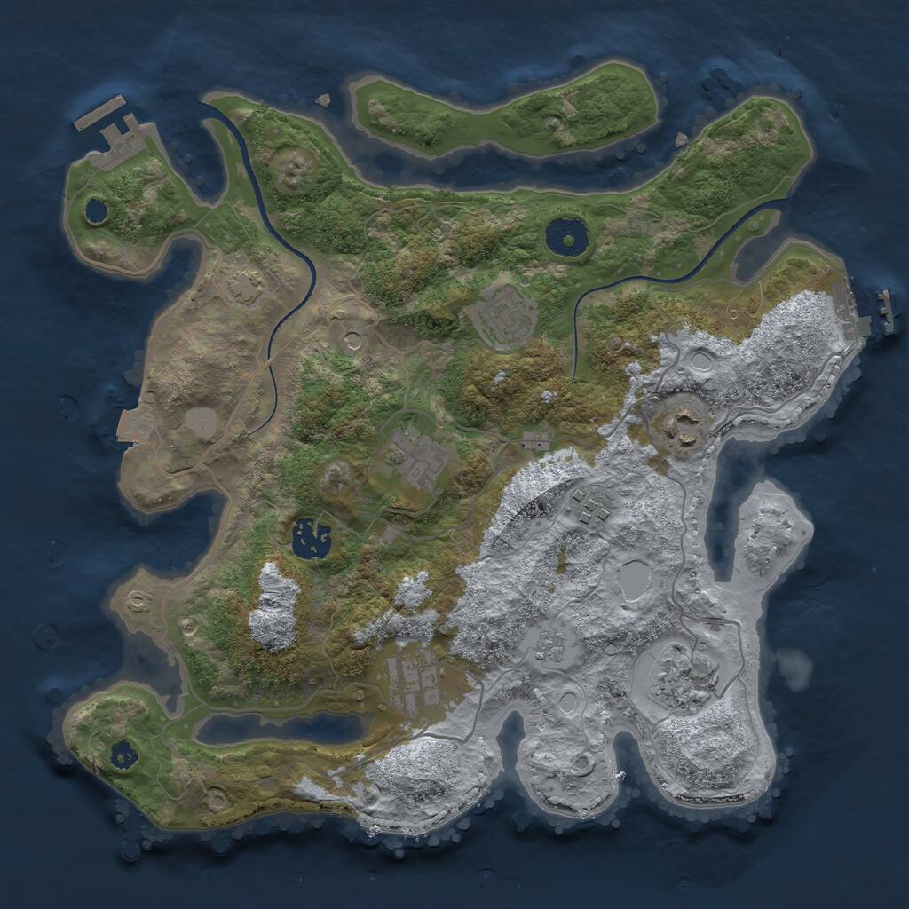 Rust Map: Procedural Map, Size: 3300, Seed: 554225030, 13 Monuments