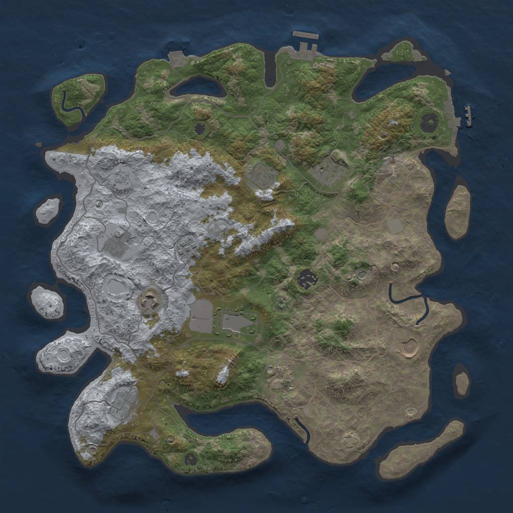Rust Map: Procedural Map, Size: 4000, Seed: 4029, 18 Monuments
