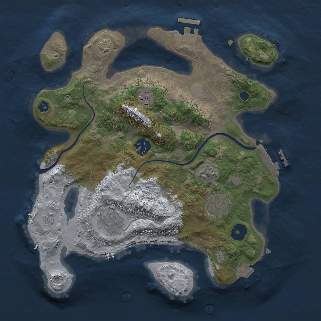 Rust Map: Procedural Map, Size: 3000, Seed: 3279, 10 Monuments