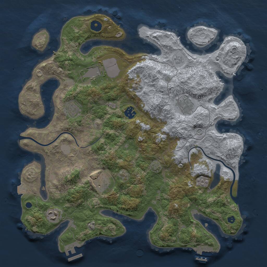 Rust Map: Procedural Map, Size: 3600, Seed: 35811009, 13 Monuments