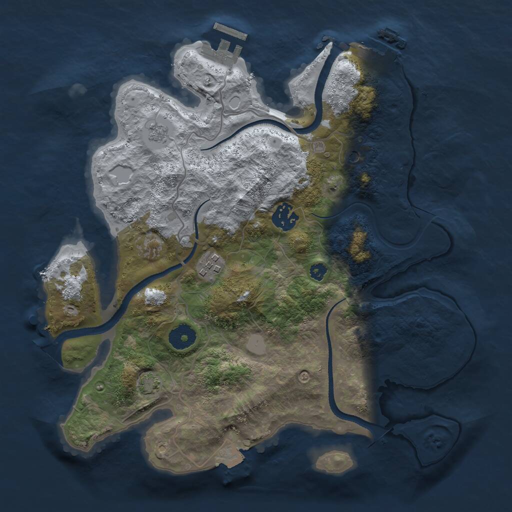Rust Map: Procedural Map, Size: 3000, Seed: 5437902, 8 Monuments