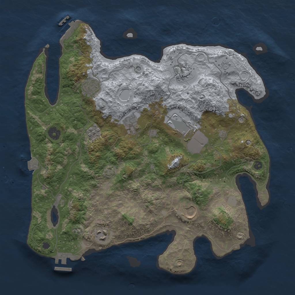 Rust Map: Procedural Map, Size: 3500, Seed: 233810421, 15 Monuments