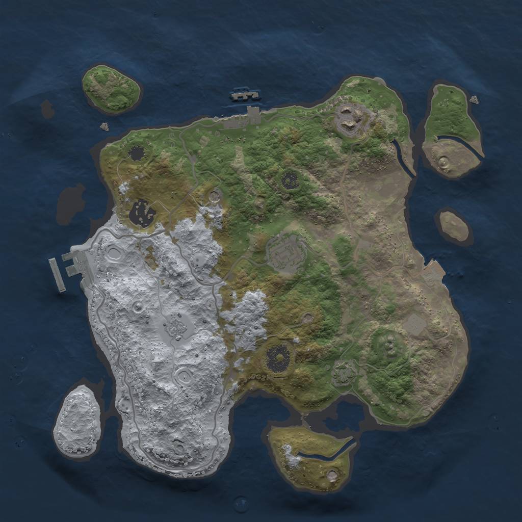 Rust Map: Procedural Map, Size: 3000, Seed: 349103779, 11 Monuments