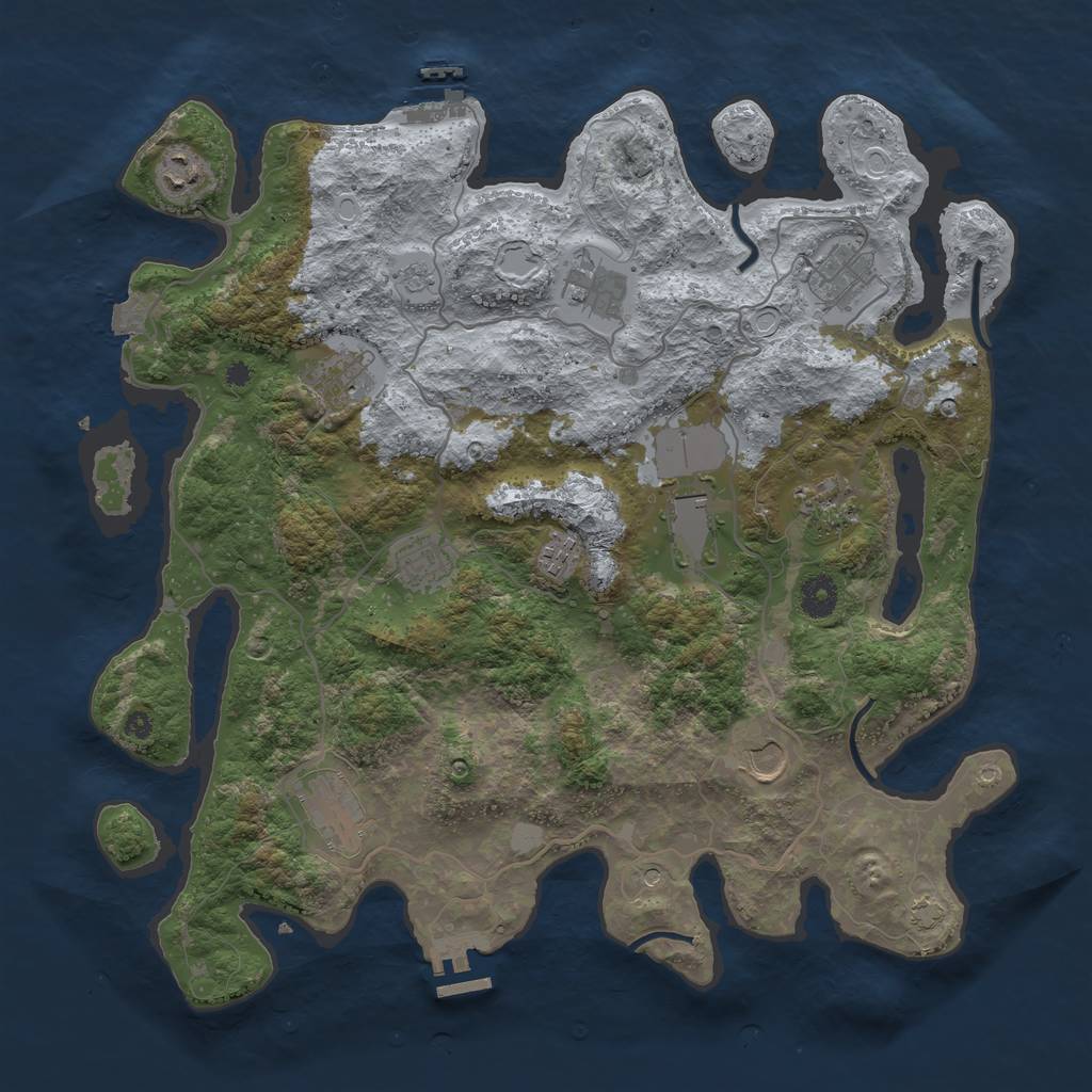 Rust Map: Procedural Map, Size: 4000, Seed: 2129075522, 18 Monuments