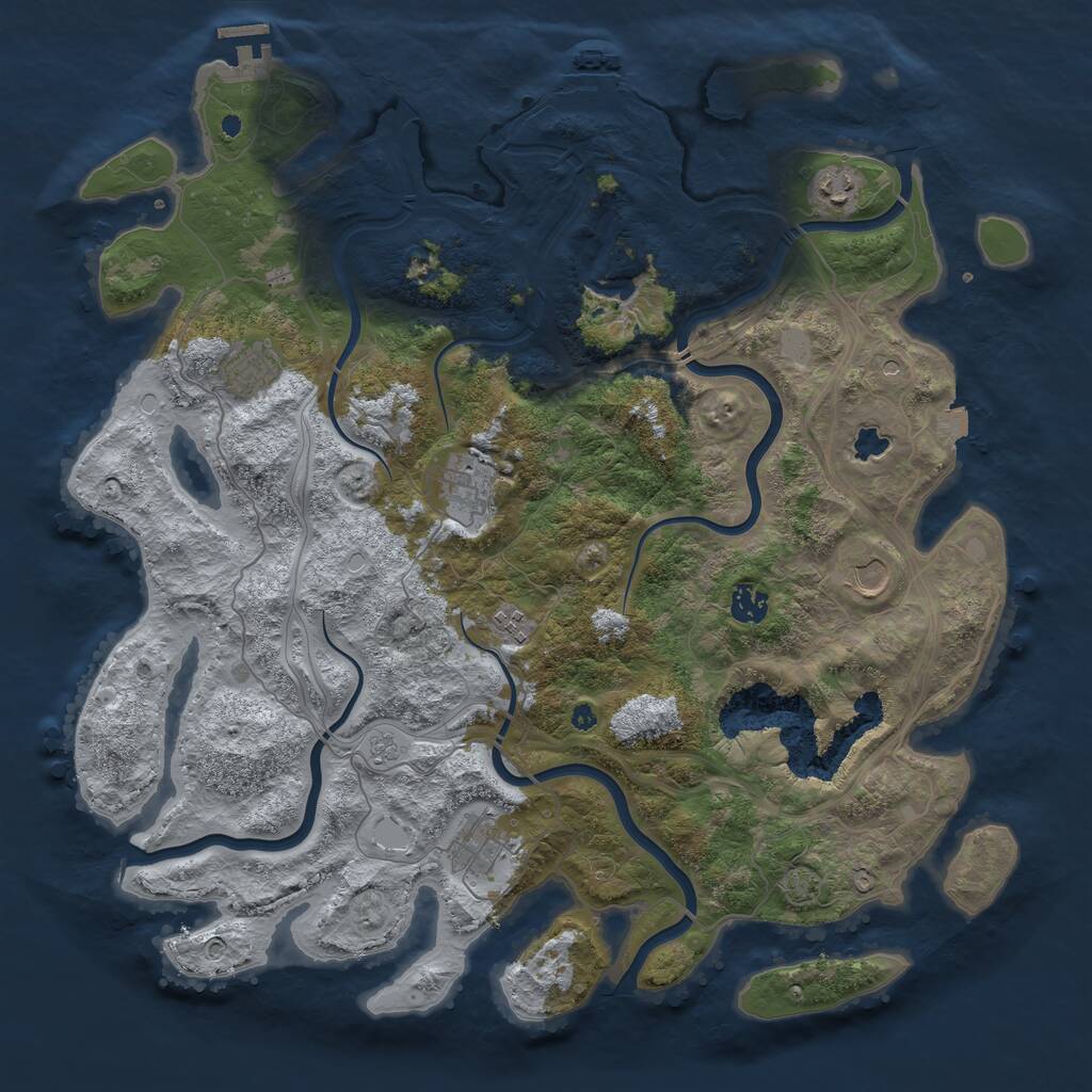 Rust Map: Procedural Map, Size: 4250, Seed: 1260803909, 13 Monuments
