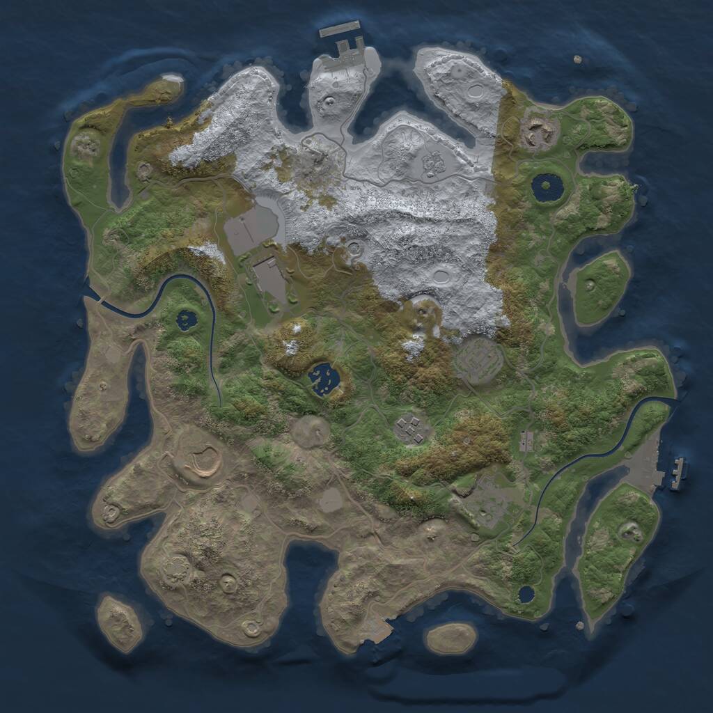 Rust Map: Procedural Map, Size: 3500, Seed: 4569541, 13 Monuments