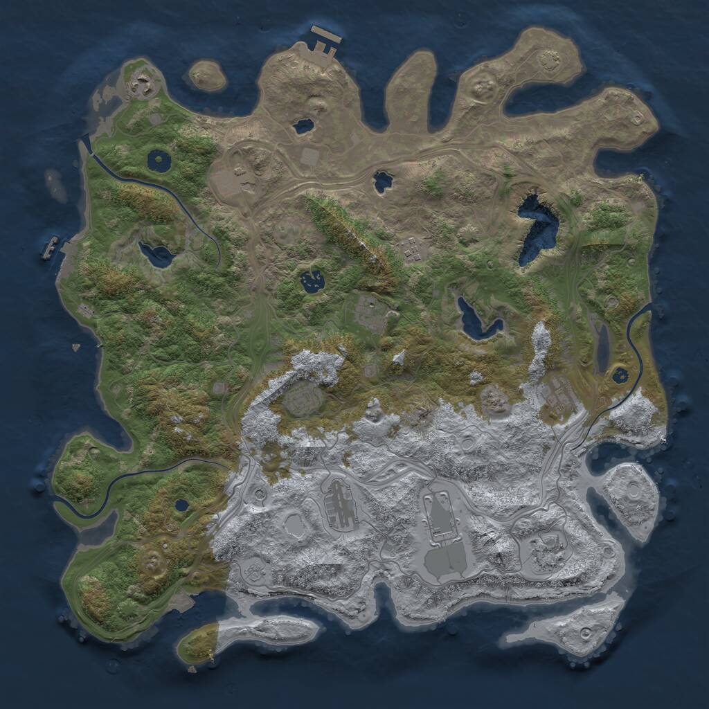 Rust Map: Procedural Map, Size: 4500, Seed: 1836260945, 16 Monuments