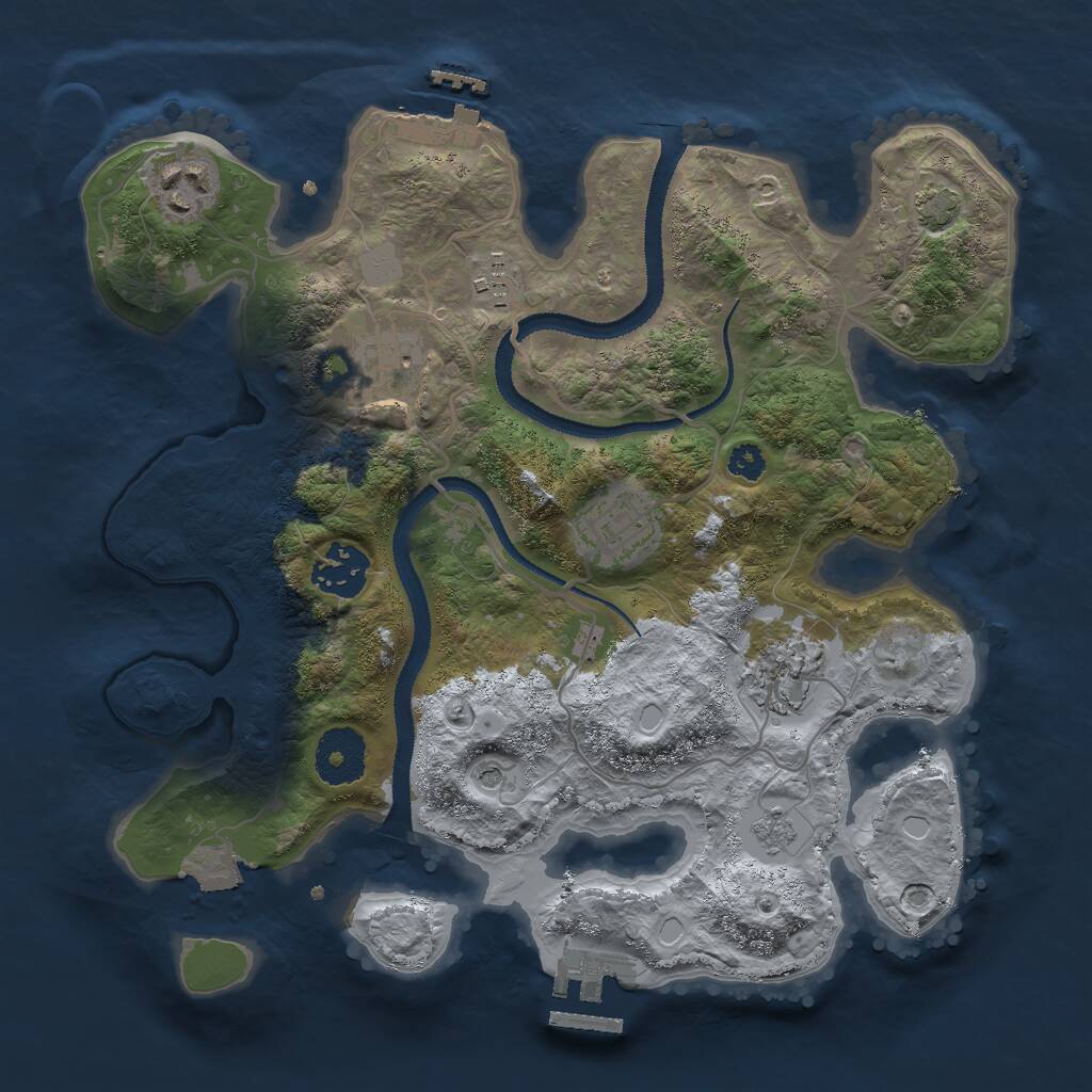 Rust Map: Procedural Map, Size: 3000, Seed: 470576993, 12 Monuments