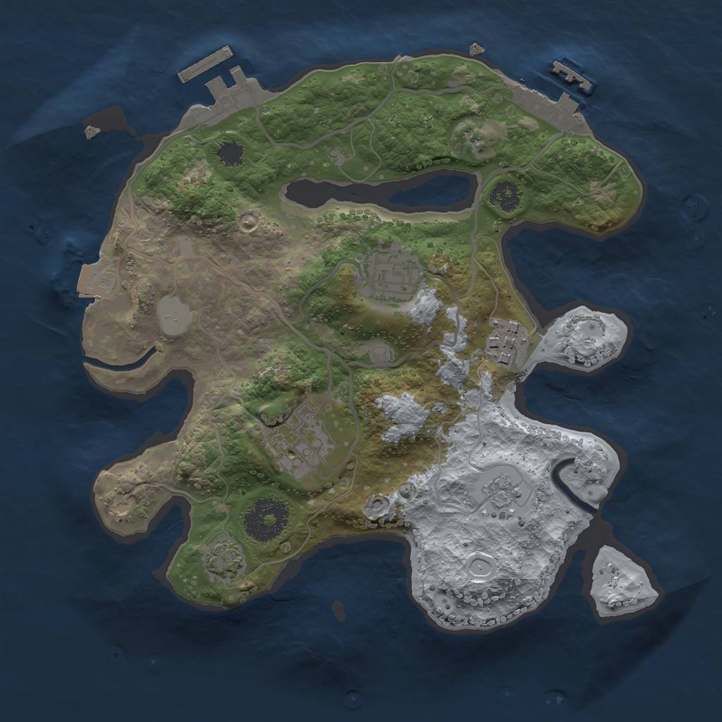 Rust Map: Procedural Map, Size: 2500, Seed: 125412, 10 Monuments