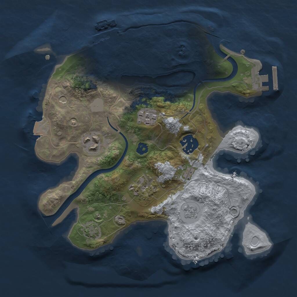 Rust Map: Procedural Map, Size: 2500, Seed: 125412, 10 Monuments