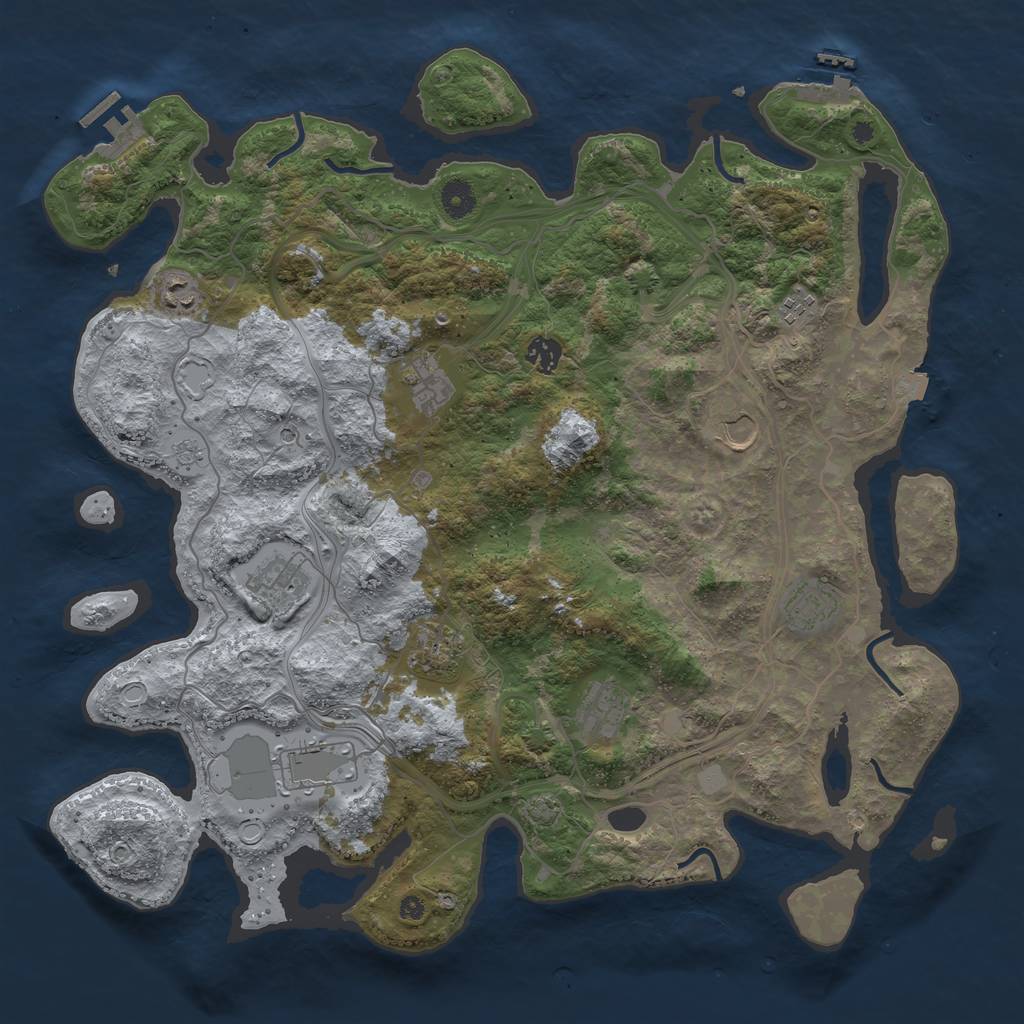 Rust Map: Procedural Map, Size: 4250, Seed: 864386534, 18 Monuments