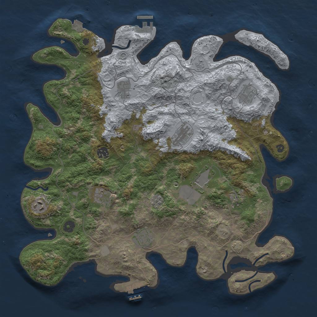 Rust Map: Procedural Map, Size: 4000, Seed: 53453, 18 Monuments