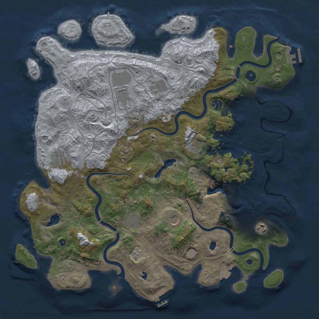 Rust Map: Procedural Map, Size: 4500, Seed: 678534, 16 Monuments