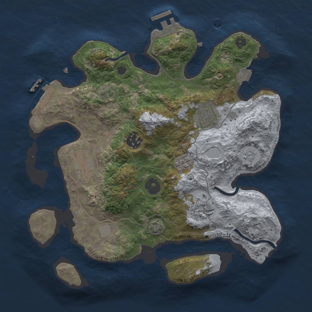 Rust Map: Procedural Map, Size: 3000, Seed: 29472, 12 Monuments