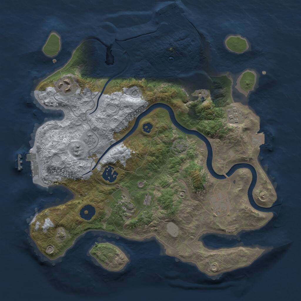 Rust Map: Procedural Map, Size: 3000, Seed: 605736225, 12 Monuments