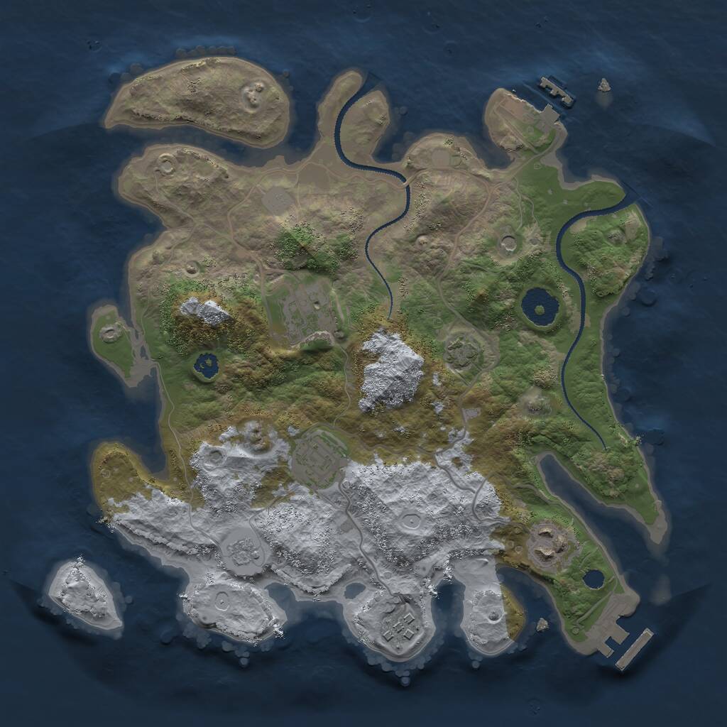 Rust Map: Procedural Map, Size: 3000, Seed: 953603788, 10 Monuments